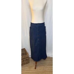 Vintage Briggs Denim Button Down Maxi Skirt 
Size 16